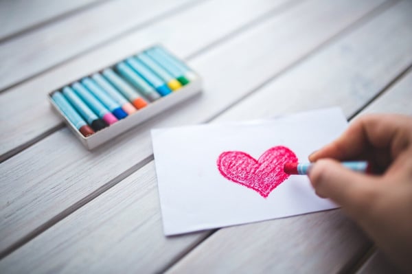 Drawing a heart with pastels