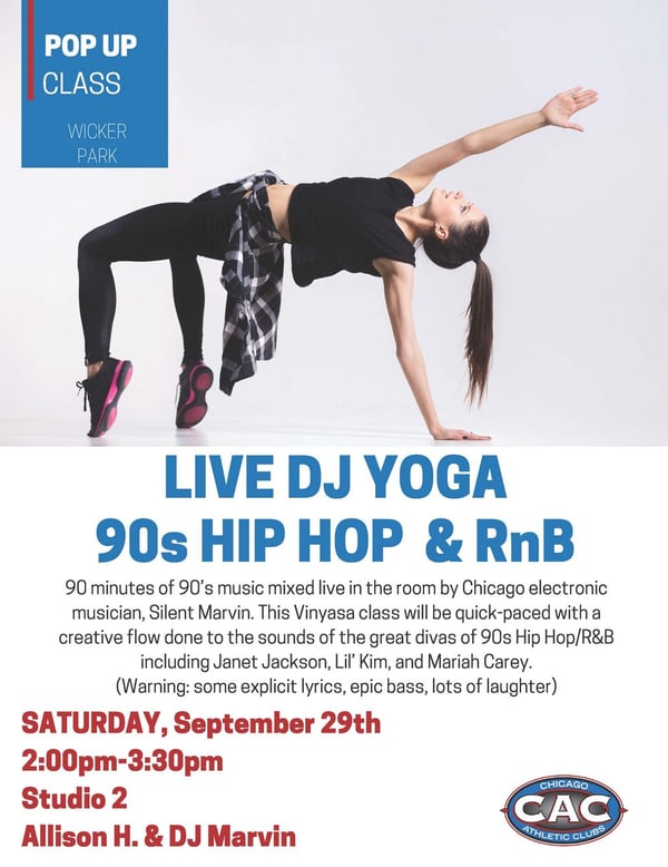POP UP LIVE DJ YOGA90s HIP HOP & RnB WPAC