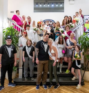 Polar plunge team group photo in the club lobby 2