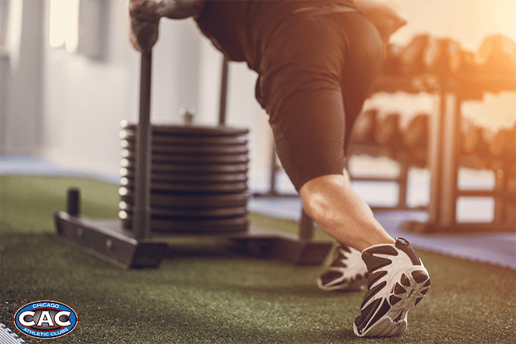 sled exercises in a gym