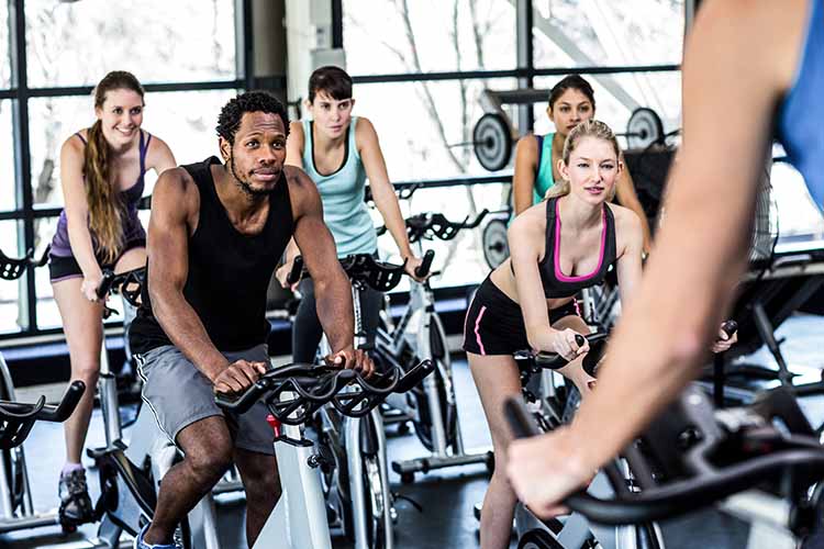 group indoor cycling class