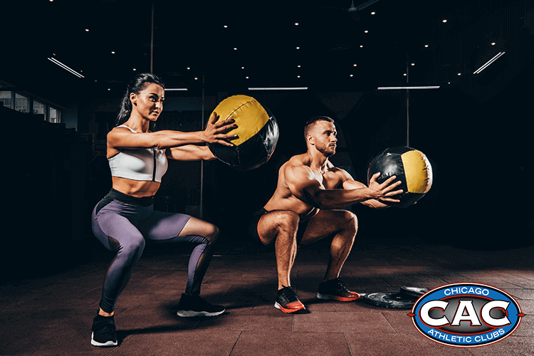 working out with a medicine ball