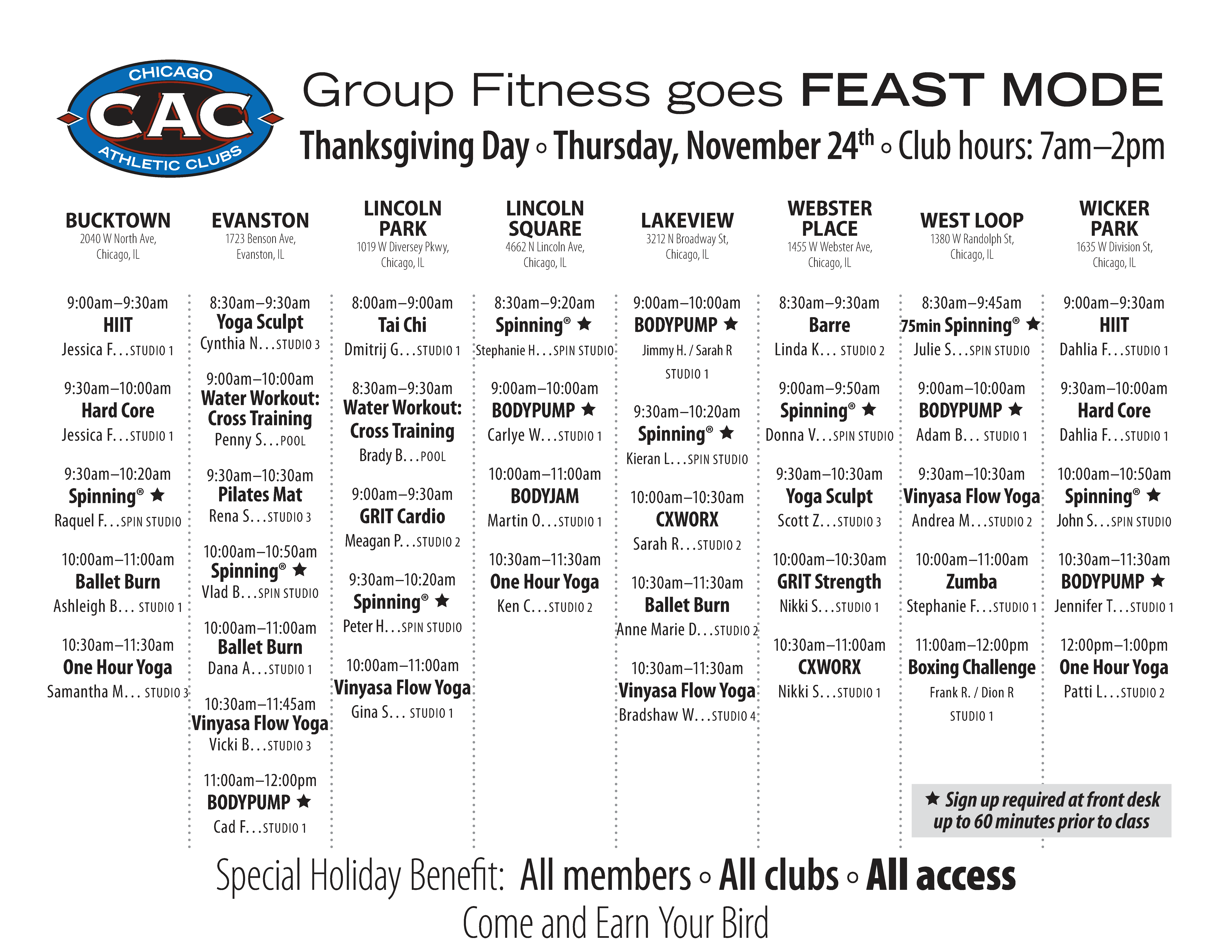 Thanksgiving Holiday Schedule