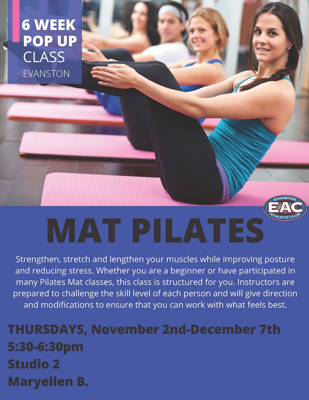 EAC Pop Up: Mat Pilates 6 Week Pop Up